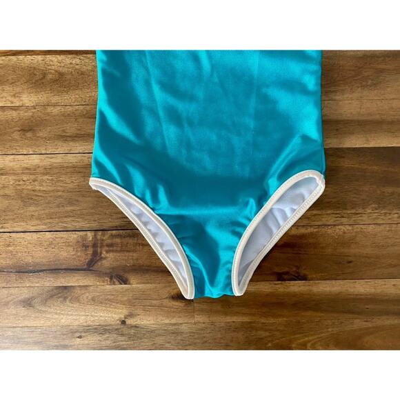 NWT SweetHoney Teal Cream One Piece Sleeveless Swimsuit Leotard Baby 12M - Picture 3 of 5